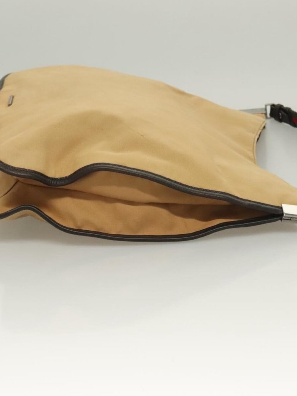 GUCCI Web Sherry Line Shoulder Bag Canvas Beige Silver Red 001 4306 Auth hk2865 - Picture 5 of 16